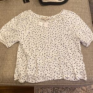NWT Loft White and Black Polka Dot Blouse